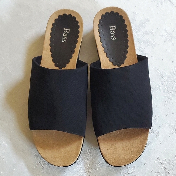 Bass Shoes - Bass Black Giada Mule Slides Heel Women's Size 10M